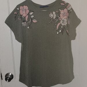Floral Embroidered Green Top